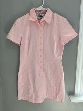 Vintage Lilly Pulitzer White Label 100% Cotton Light Pink Shirt Dress Size 6